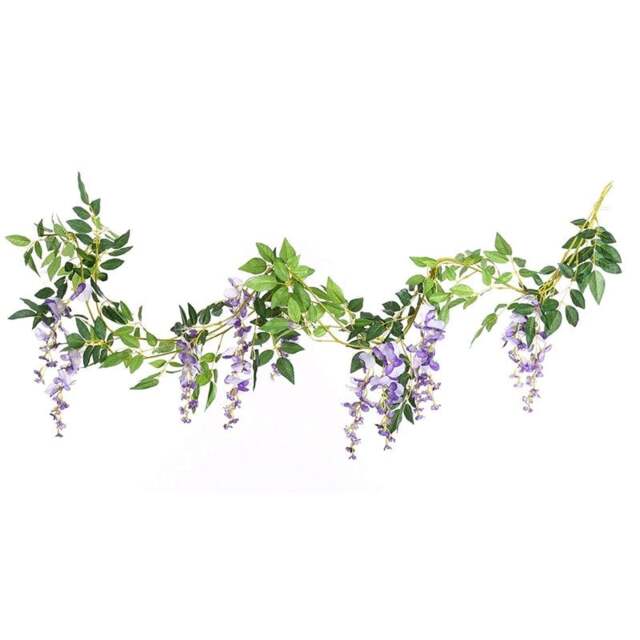 Living and Home 2 Pcs Artificial Hanging Wisteria Flower Garlands