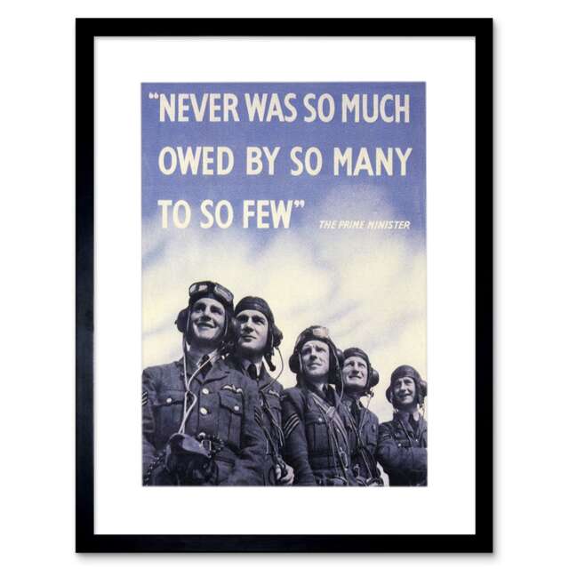 War WWII UK Churchill Pilot Battle Britain Quote Framed Wall Art Print
