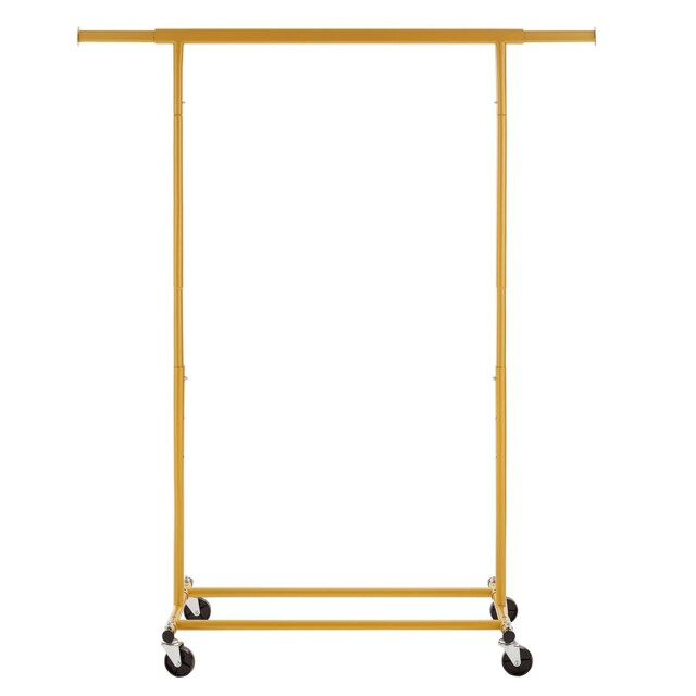 House of Home Heavy Duty Gold Clothes Rail Adjustable Width Height with Shelf on Wheels