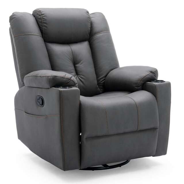 Afton Electric Technology Fabric Auto Recliner USB Lounge Sofa Chair (Charcoal)