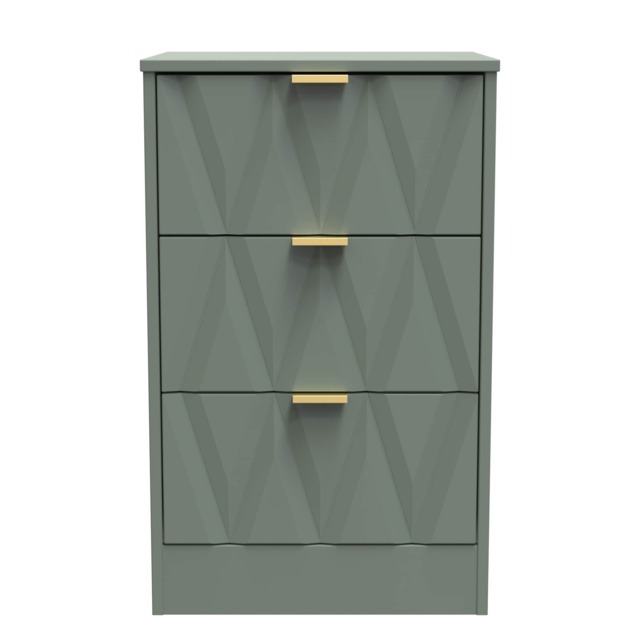Washington 3 Drawer Bedside Cabinet in Reed Green (Ready Assembled) Green Reed Green