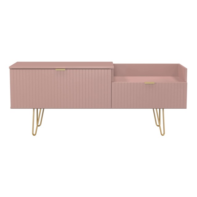 Bexley 2 Drawer 2 Level Media Unit in Kobe Pink (Ready Assembled) Pink Kobe Pink
