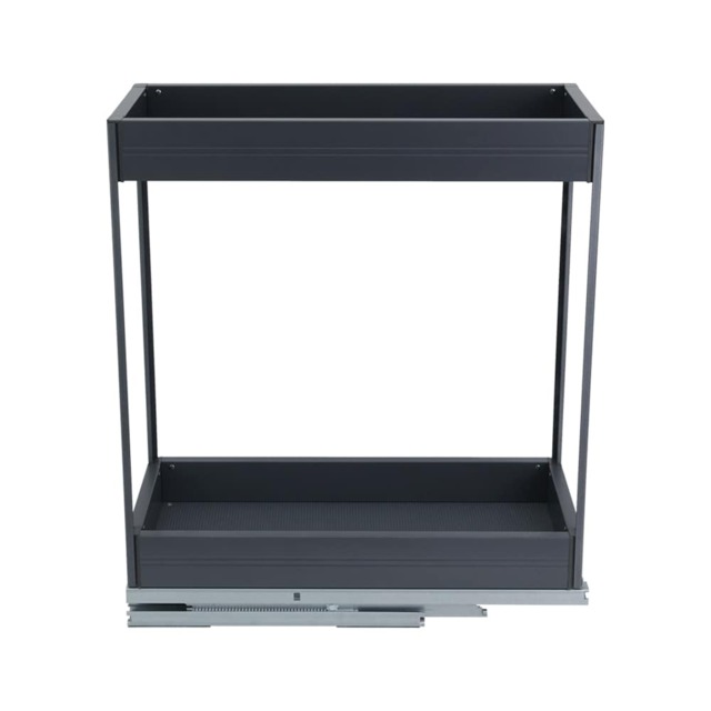 Living and Home 2-Tier Pull-Out Kitchen Cabinet Aluminum Shelf Organizer,25cm W Grey