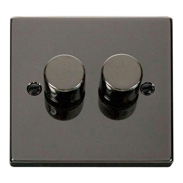 SE HOME Black Nickel 2 Gang 2 Way LED 100W Trailing Edge Dimmer Light Switch Black Black Nickel