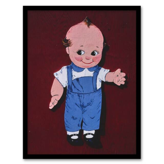 "Retro Boy Kewpie Deer Acres Fun Park Margolies Framed Wall Art Print 12X16"""