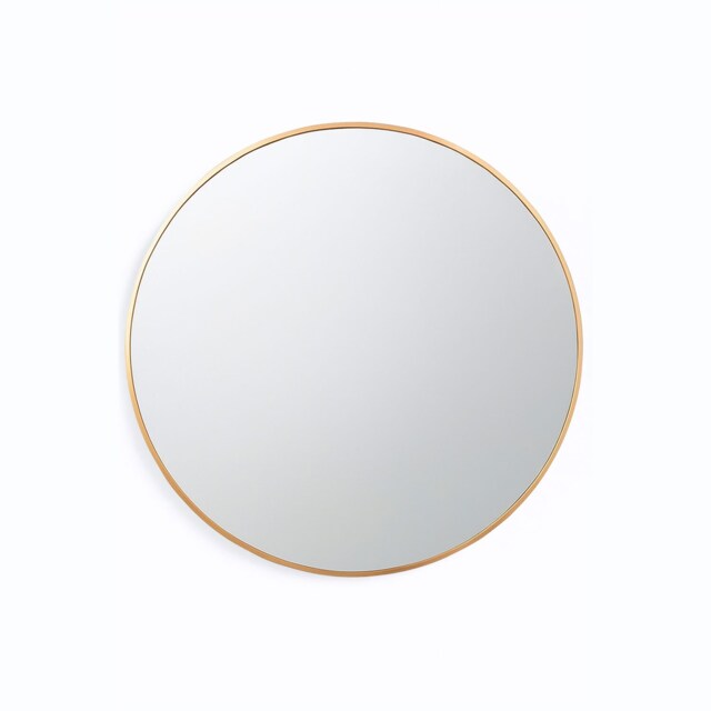 Neo Gold Round Metal Frame Wall Mirror Float Glass HD Reflection Anti Rust Moisture-Proof Wall Mounted Bathroom Bedroom Hallway Living Room Vanity 40cm Gold Gold