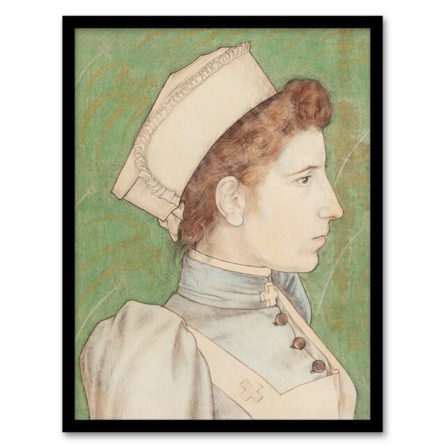 Jan Toorop Framed Wall Art Print Portrait of Nurse Nelly in Uniform Home Décor