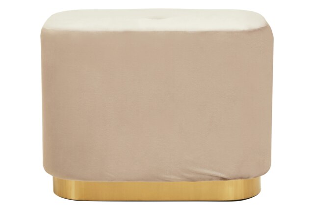 Orsina Mink Square Stool with Gold Base, Velvet Upholstered Makeup Stool, Pouffe Footstool with Modern Link