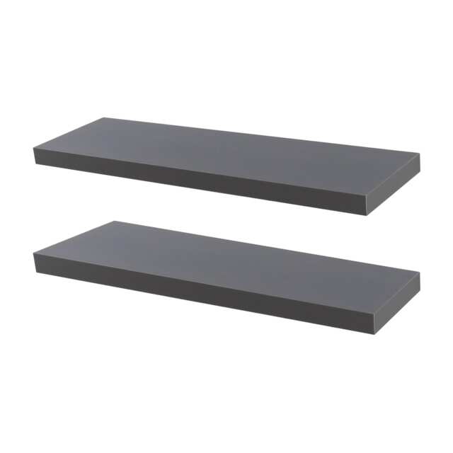 Harbour Housewares 80cm Floating Wall Shelf - Photo Gallery Bookshelf Wall Shelves for Storage & Display Grey Grey 2