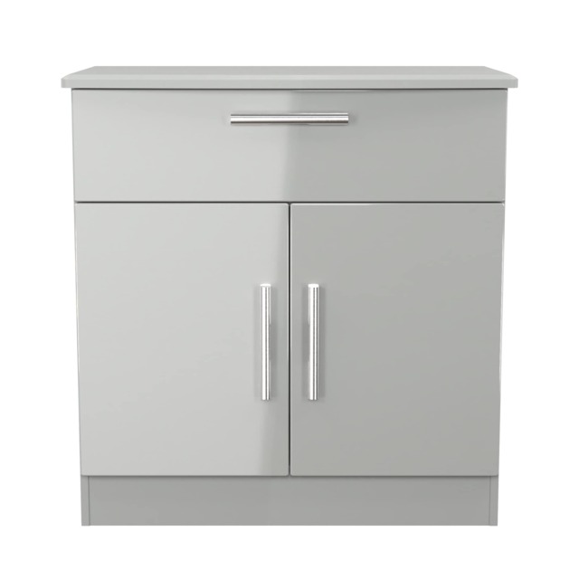 Windsor 1 Drawer 2 Door Sideboard in Grey Gloss & Dusk Grey (Ready Assembled) Grey Grey Gloss / Dusk Grey