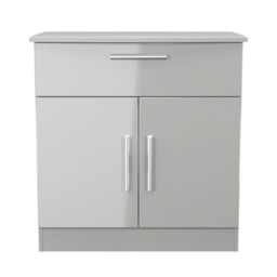 Windsor 1 Drawer 2 Door Sideboard in Grey Gloss & Dusk Grey (Ready Assembled) Grey Grey Gloss / Dusk Grey