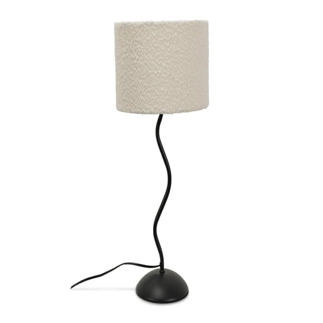 ValueLights Wiggle Black Metal Table Lamp Cream Boucle Shade