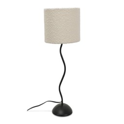 ValueLights Wiggle Black Metal Table Lamp Cream Boucle Shade