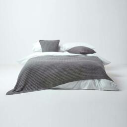 Homescapes Cotton Cable Knit Throw - Grey - 150 x 200 cm