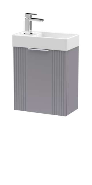 Balterley Retro Wall Hung 1 Door Cloakroom Vanity Basin Unit Grey Satin Grey 1