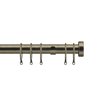 25-28mm Stud End Antique Brass Metal Curtain Pole Set 170 - 170cm Bronze Bronze