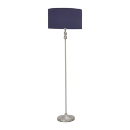 ValueLights Maggie Chrome Candlestick Floor Lamp Navy Shade and Bulb