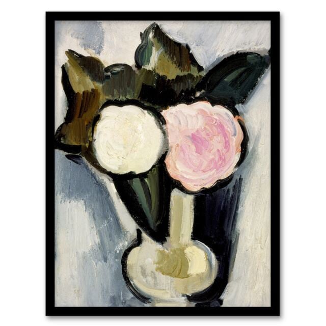 "Pink and White Flowers in a Vase Hartley Framed Wall Art Print 12X16"""