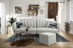 Brittany Sofa Bed in Light Grey Fabric Grey LIGHT GREY Not provided