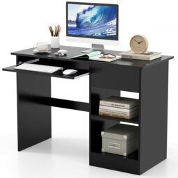 COSTWAY Computer Desk Workstation Laptop Table w/Drawer Black Black