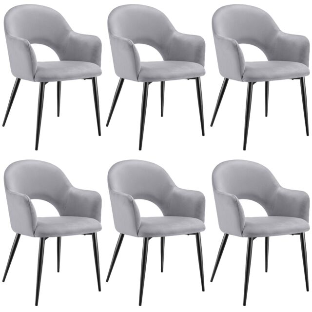 Dining Chair Sasha- padded armchair in velvet look, continuous backrest Grey light grey 6