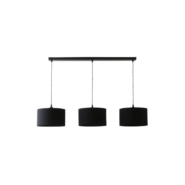 ValueLights Shaw Matte Black 3 Drop Bar Lamp Holder Black Shades Black