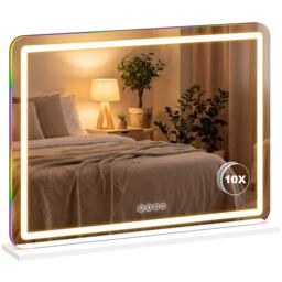 HOMCOM Vanity Mirror with Lights and Bluetooth Speaker, 80 x 60 cm, White White White 80 x 20 x 60 cm