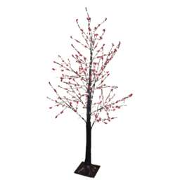 150cm 5ft Christmas Lit Black Twig Berry Tree 500 Warm White LED