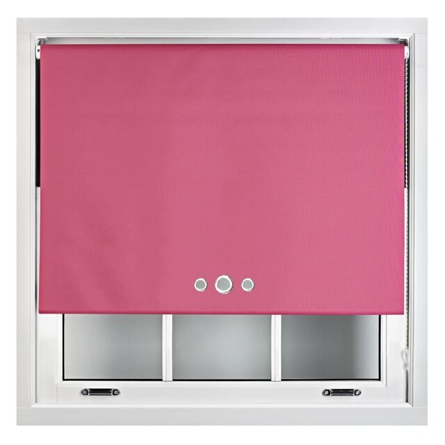 FURNISHED Custom Fit Blackout Roller Blinds with Triple Round Eyelets & Metal Fittings Pink Fuchsia (W) 150cm x (L) 210cm