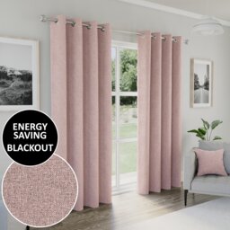 Enhanced Living Austin Blackout, Thermal Blush Curtains with Eyelet Header (PAIR) - 90x90 inch (229x229cm)