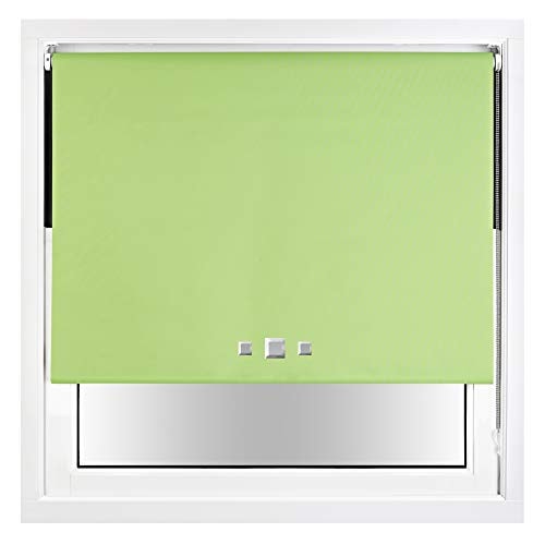 FURNISHED Blackout Roller Blind with Triple Square Eyelets Easy Fit Window Shade Green Lime (W) 165cm x (L) 210cm