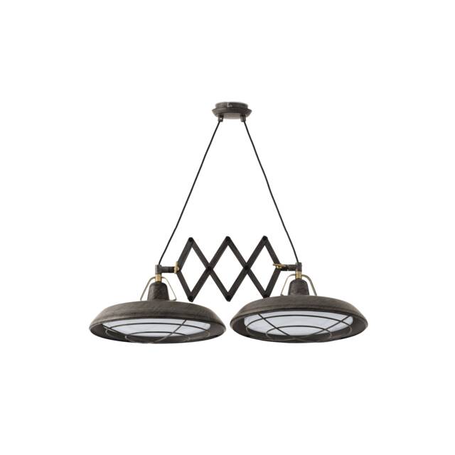 Plec LED 2 Light Double Adjustable Outdoor Ceiling Pendant Bar Light Old Brown IP44