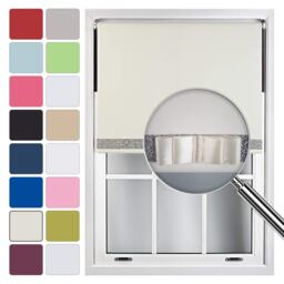 FURNISHED Blackout Roller Blind with Gold Glitter Trim and Cream Bow Cut to Size Cream Cream (W) 210cm x (L) 165cm