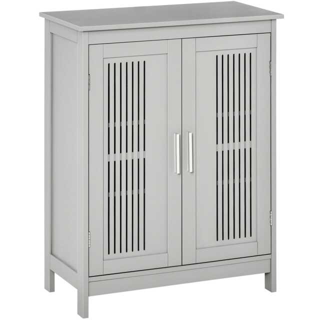 kleankin Bathroom Cabinet, Freestanding Floor Cabinet with Storage, Grey Grey Grey