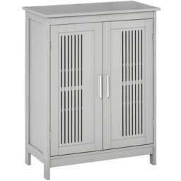 kleankin Bathroom Cabinet, Freestanding Floor Cabinet with Storage, Grey Grey Grey