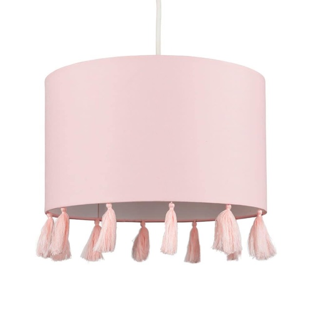 ValueLights Vivian Pink Drum Ceiling Pendant Shade and Bulb