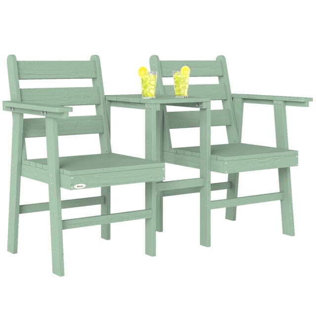 Outsunny Garden Loveseat, Embossed Wood Jack and Jill Garden Seat, Green Green Green L