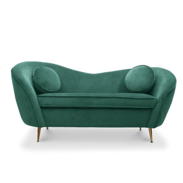 Velvet Emerald Green 2 Seat Sofia Accent Chair
