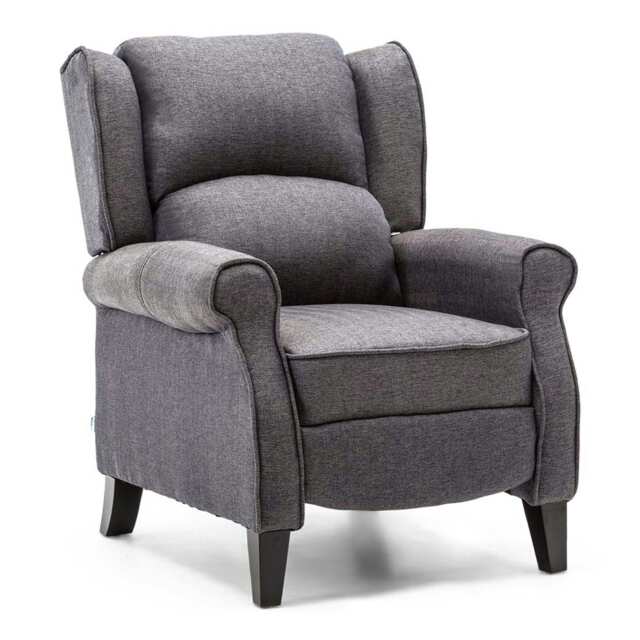 Eaton Wing Back Fireside Herringbone Fabric Pushback Recliner Chair (Blue)
