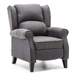Eaton Wing Back Fireside Herringbone Fabric Pushback Recliner Chair (Blue)
