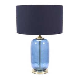 ValueLights Leigh Navy Blue and Gold Table Lamp Navy Shade & Bulb Blue