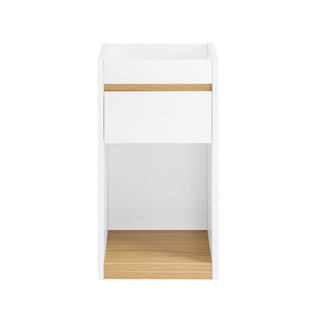 SoBuy Bedside Table with Drawer and Shelf, White & Natural Wood, 13.8 x 11.8 x 21.7 inches, 9.4 kg - FBT137-W