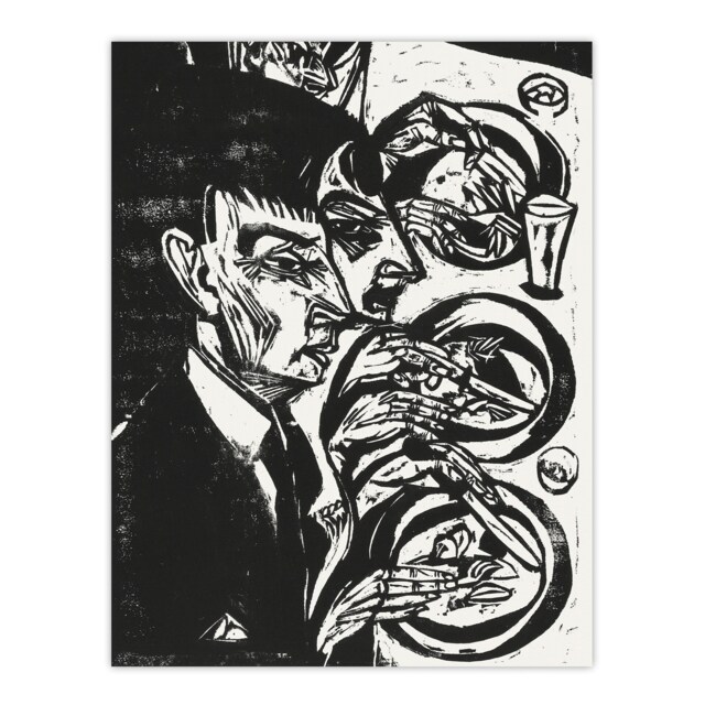 Anxious Nervous People at Dinner Kirchner Wall Art Poster Print