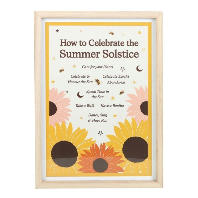 Something Different How to Celebrate the Summer Solstice Framed Wall Art - Yellow/Brown/Pink - One Size