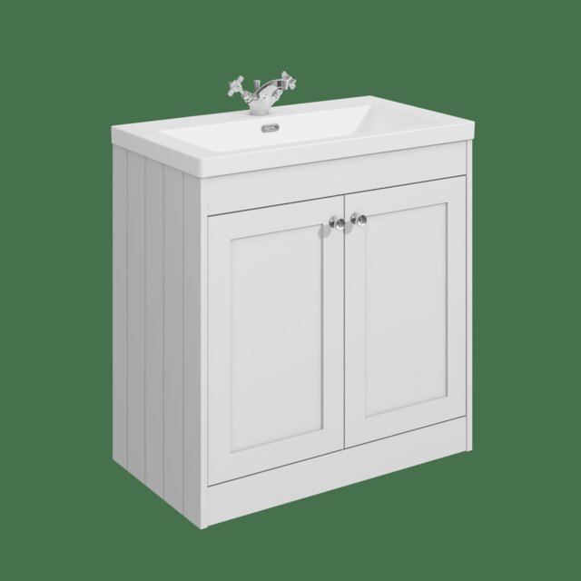 Balterley Floor Standing 2 Door Unit with Minimalist Basin 1 Tap Hole - Set B White 800 x 800 x 453mm