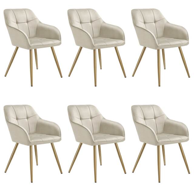 Chair Marilyn - quilted velvet look, continuous backrest, golden steel legs Cream cream/gold One Size 6