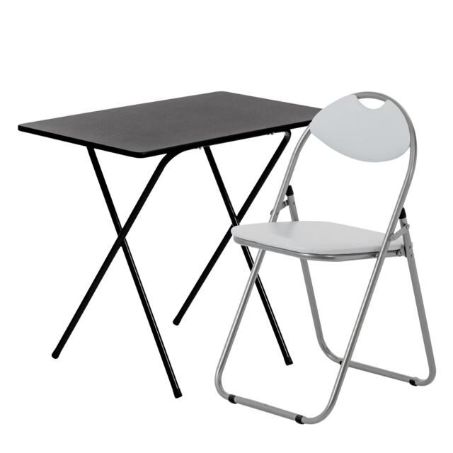 Harbour Housewares Wooden Folding Desk & Chair Set - Black/White Black Black/White
