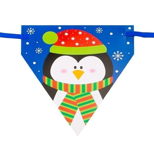 Christmas Characters Blue Paper Pennant Bunting 1.8m