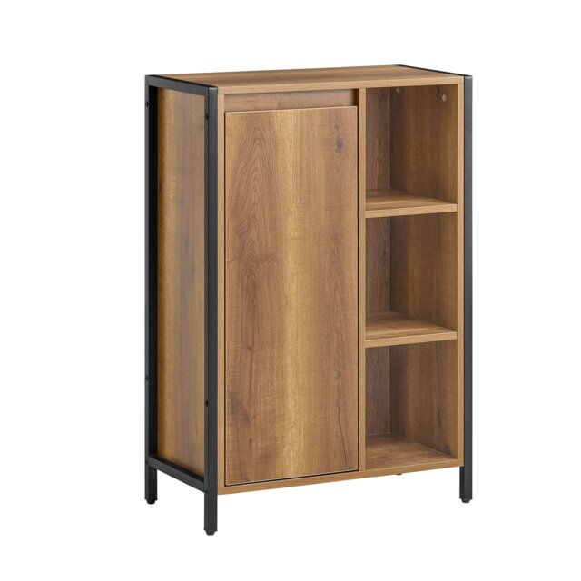 SoBuy Slim Bathroom Storage Cabinet with Removable Laundry Basket, Light Brown, 23.6x11.8x35.4 inches, 24.1 kg - BZR65-PF