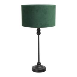 ValueLights Maggie Black Candlestick Table Lamp Green Velvet Shade Black